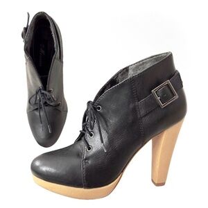 MESSECA New York NEW Bobbie Leather Lace-Up Heeled Booties Platform